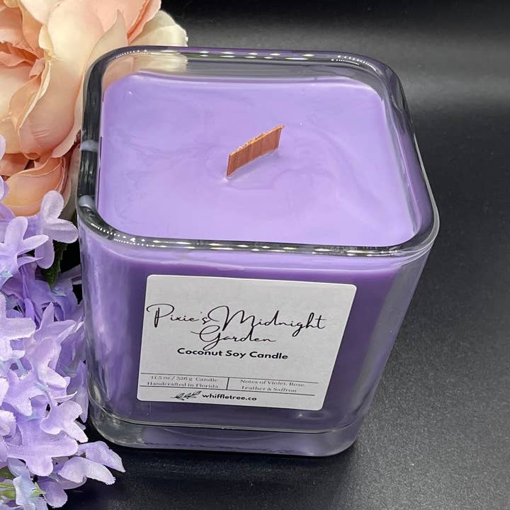 Pixie’s Midnight Forest Wood Wick Candle | Coconut Soy Wax | Crackling Wick | Scented Candle | Fall Candle | Hand Poured | Fantasy Candle for wholesale by The Whiffletree Co