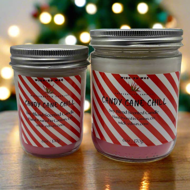 Wick-ed Wax Candles - Wholesale Pot/gevulde kaars - Candy Cane Chill - Sojakaars met Pepermuntgeur1