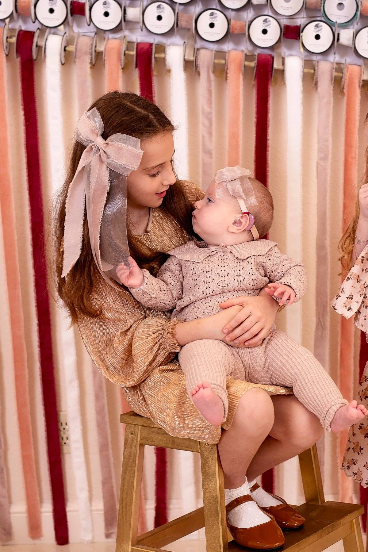 Primrose Princess Long Tail Bow Clip - Cranberry (Handmade in the USA!) for wholesale on Faire6