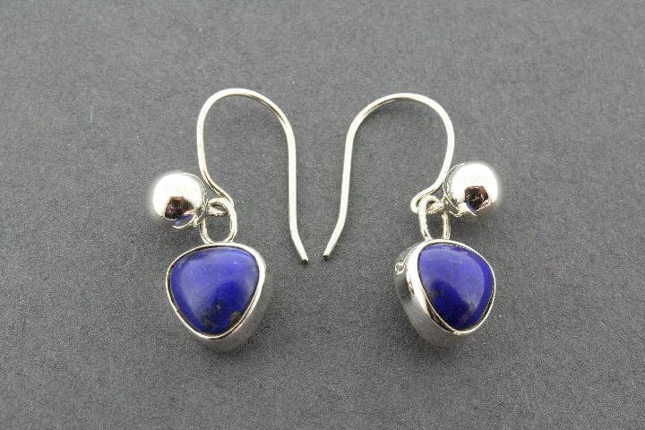 Makers & Providers - Wholesale Dangle Earrings - Triangle stone and silver ball bead drop earring - lapis