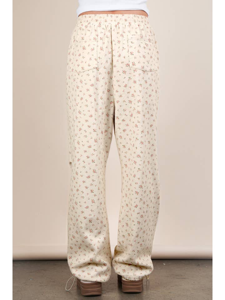 VERY J - Wholesale Pants - Women's - NP70723-Floral Printed Linen Parachute Pants14