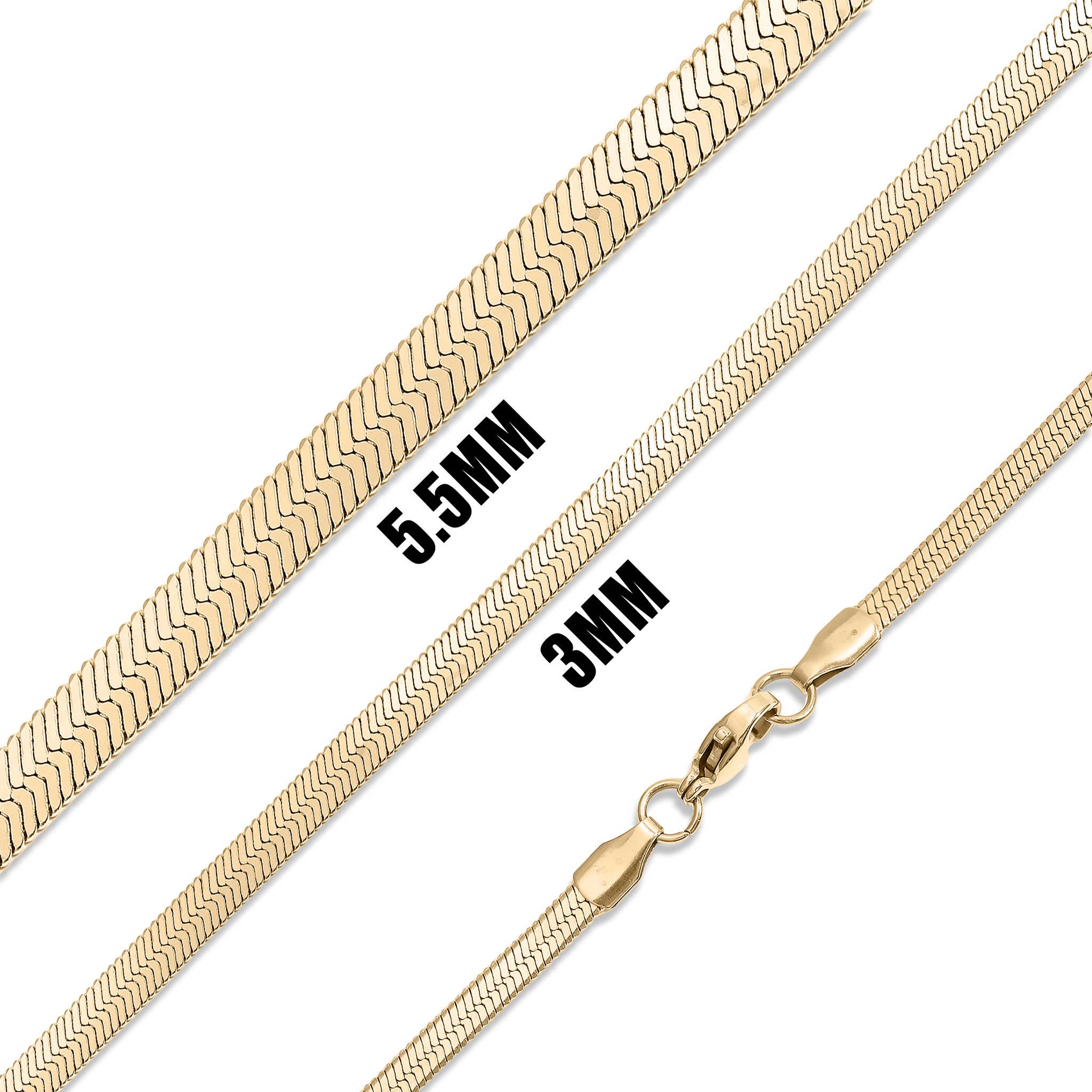 WJW - Wholesale Link & Chain Necklace - 18K Gold Stainless Steel Herringbone Chain Necklace3