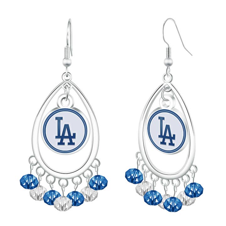 MLB Los Angeles Dodgers Beaded Teardrop Earrings for wholesale by Simran International