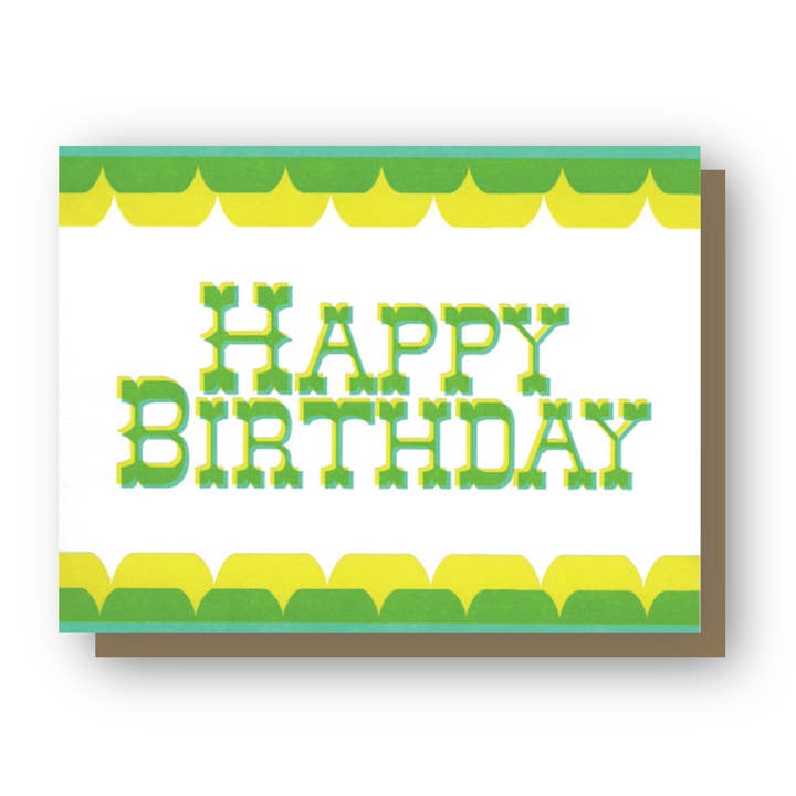 Birthday Carnival/Western, letterpress greeting card for wholesale by Wishbone Letterpress