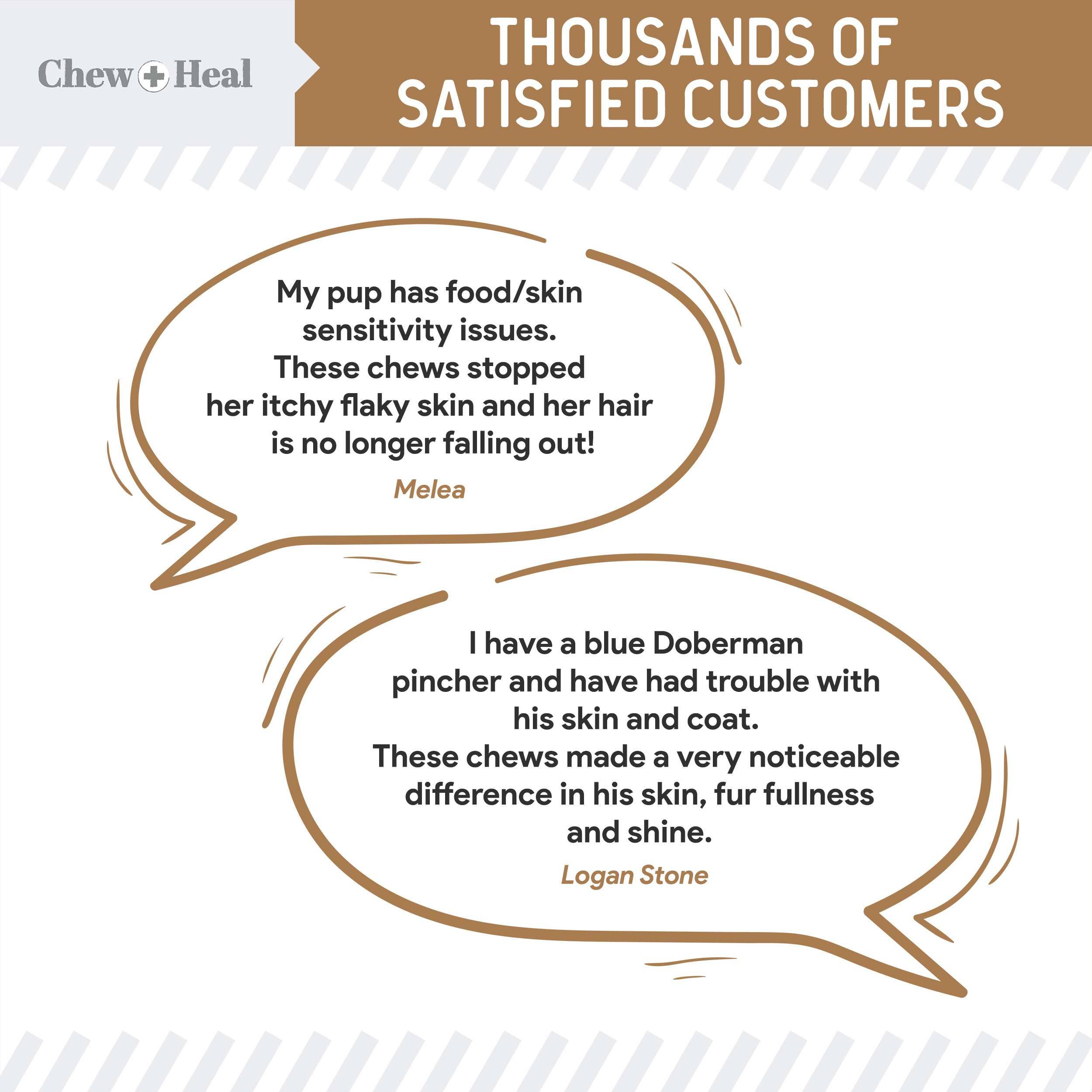 Chew + Heal - Wholesale Pet Supplement - Dog - Chew + Heal Peanut Butter Omega Skin + Coat Dog Soft Chews3