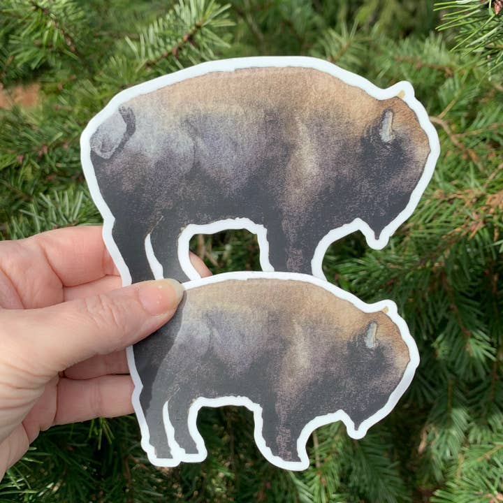 Buffelsticker, aquarel bizonsticker voor wholesale door CMarie Northwest