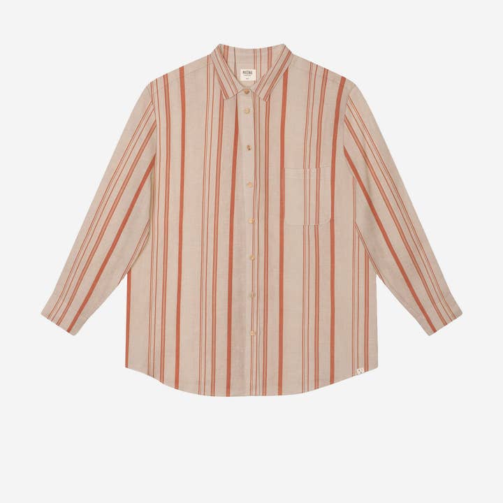 Blusa de lino a rayas para venta al por mayor de Matona