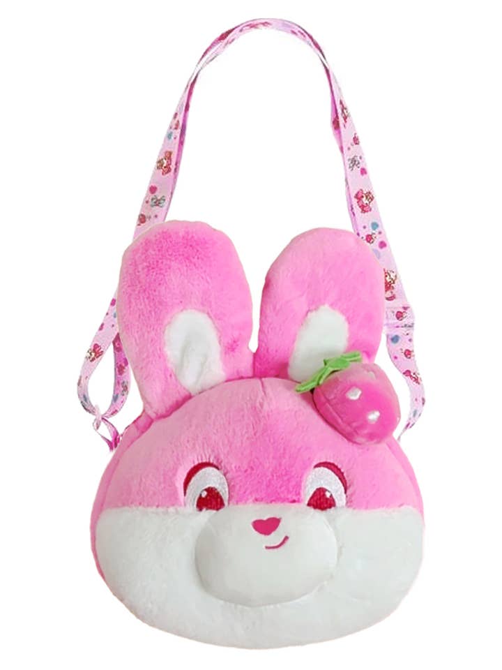 Bolso bandolera Strawberry Bunny Plushie con cierre único para venta al por mayor de Cap Zone