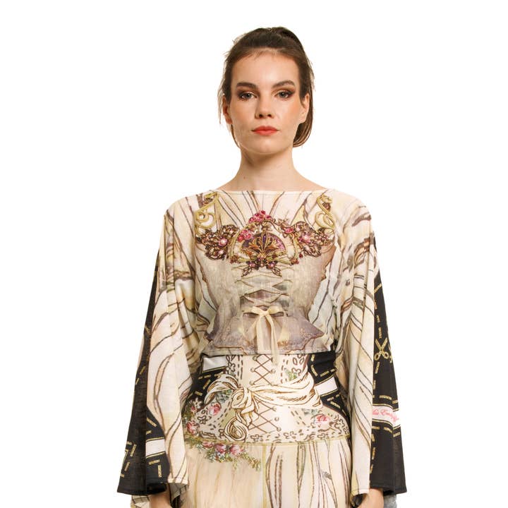 Blouse Kimono-Crème - Paper Dolls pour la vente par IPNG Design