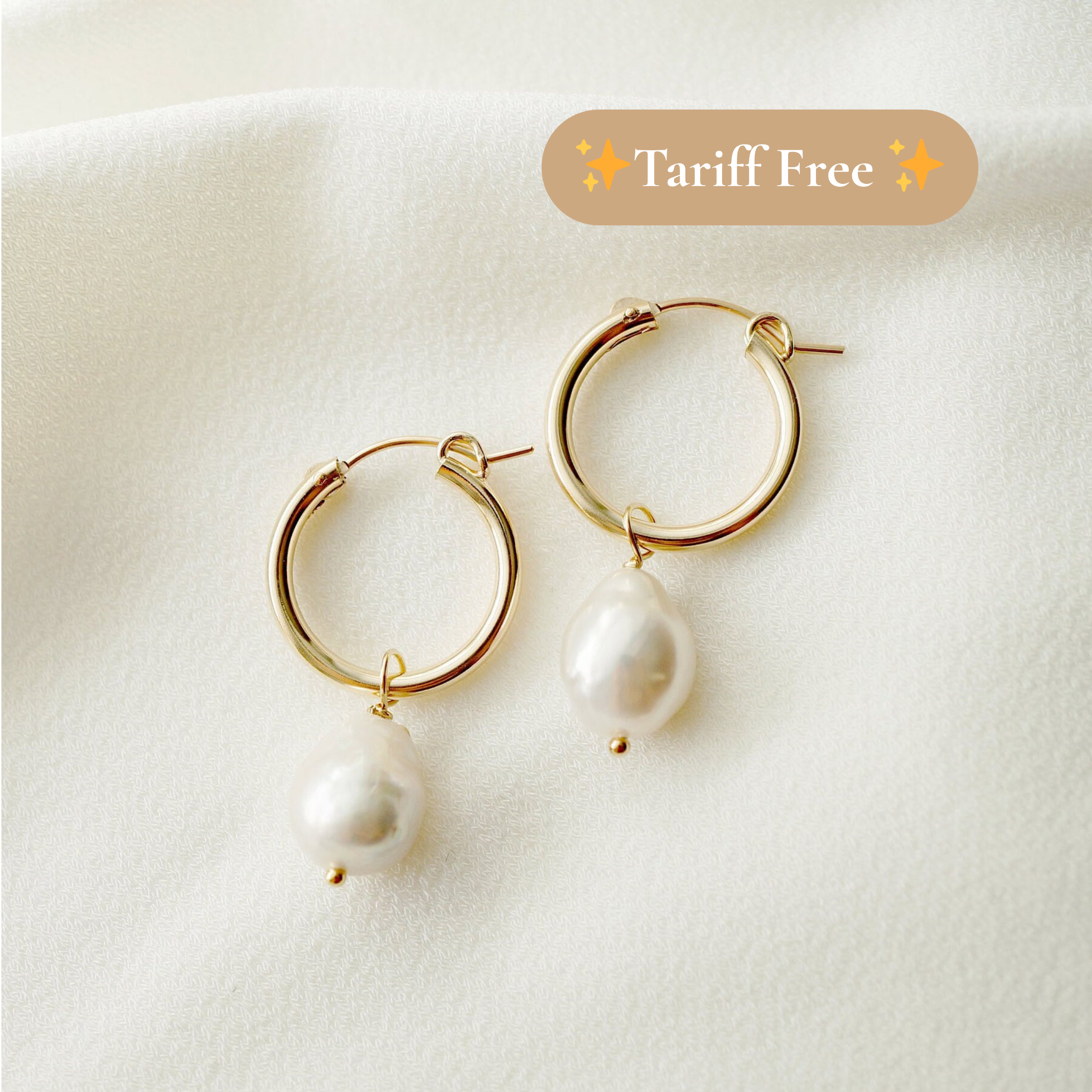 Hunter & Trove - Wholesale Hoop Earrings - Cultured Baroque Pearl 14K Gold Fi Hoop Earrings (Claudette)10