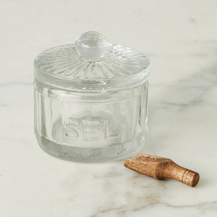 etúHOME - Wholesale Jar - French Glass Bistro Salt Cellar Jar with Mini Scoop
