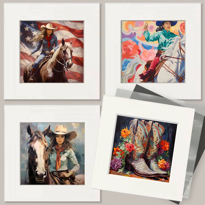 Mowbi - Wholesale Art Print - Vintage Sunrise Cowboy - Western and Southwestern Home Decor Wall Art Prints – 8″x10″ Artwork – 11″x14″ Matte