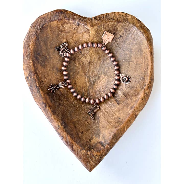 Boho Ranch Shop - Wholesale Beaded Bracelet - Western Multi Charm Navajo Pearl Stretch Bracelet 5