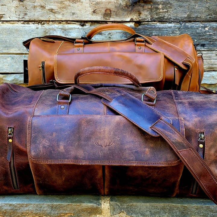 Ranch Junkie - Wholesale Weekender Bag - Unisex - Denali Vintage Saddle Leather Weekender Leather Duffel Bag