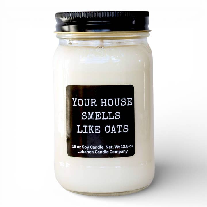 Your House Smells Like Cats Funny Candle for wholesale by Lebanon Candle Company