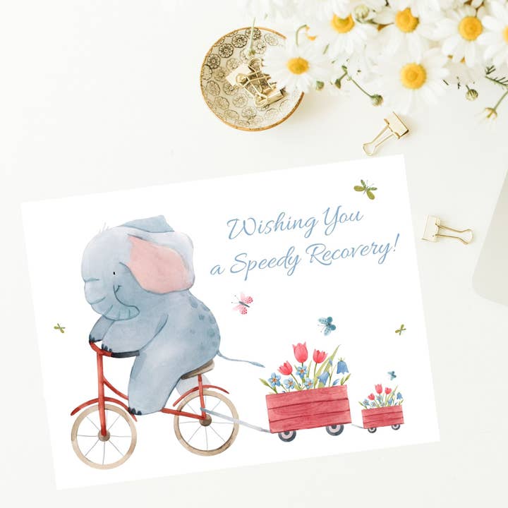 Cartes Elephant Speedy Recovery et bien-être pour la vente par Infectious Design Co.