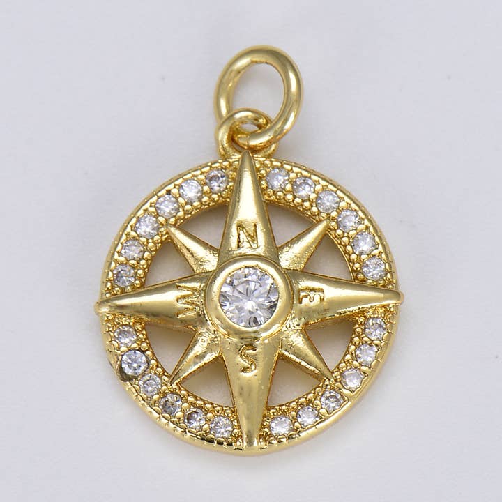 Beads Creation - Wholesale Pendant/charm necklace - Starburst CZ Charm, North Star Charm, Star Charm, CP14050