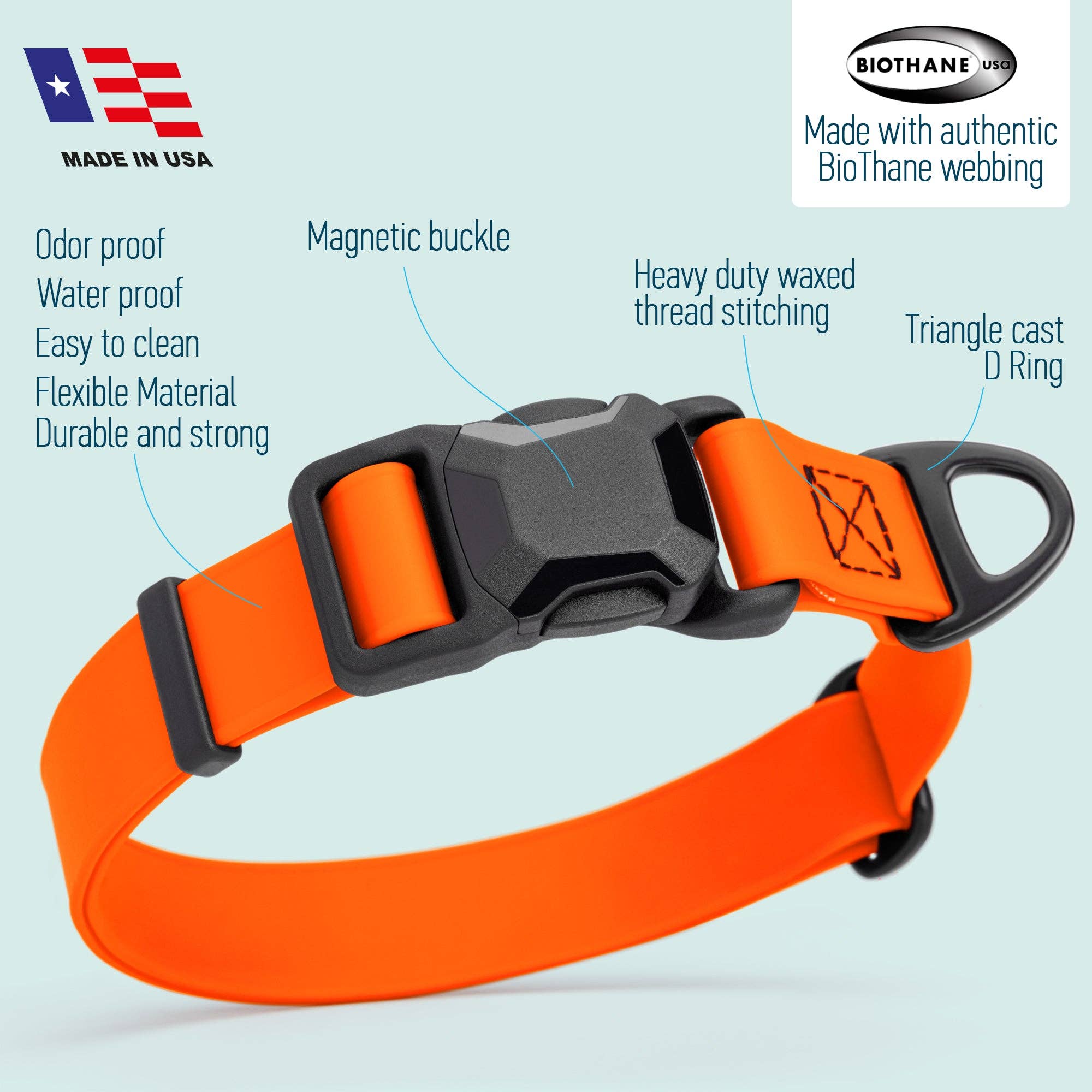 Dogline - Wholesale Pet Collar - Dog - Biothane Waterproof Dog Collar with Magnetic Quick Release Buckle37
