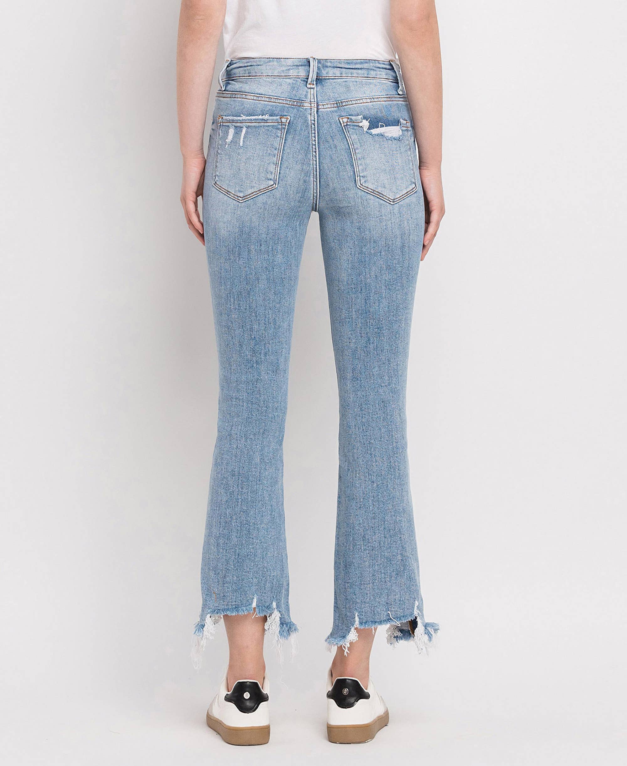 Handy HIGH RISE LIGHT WASH CROP FLARE JEANS LV1003 for wholesale on Faire1