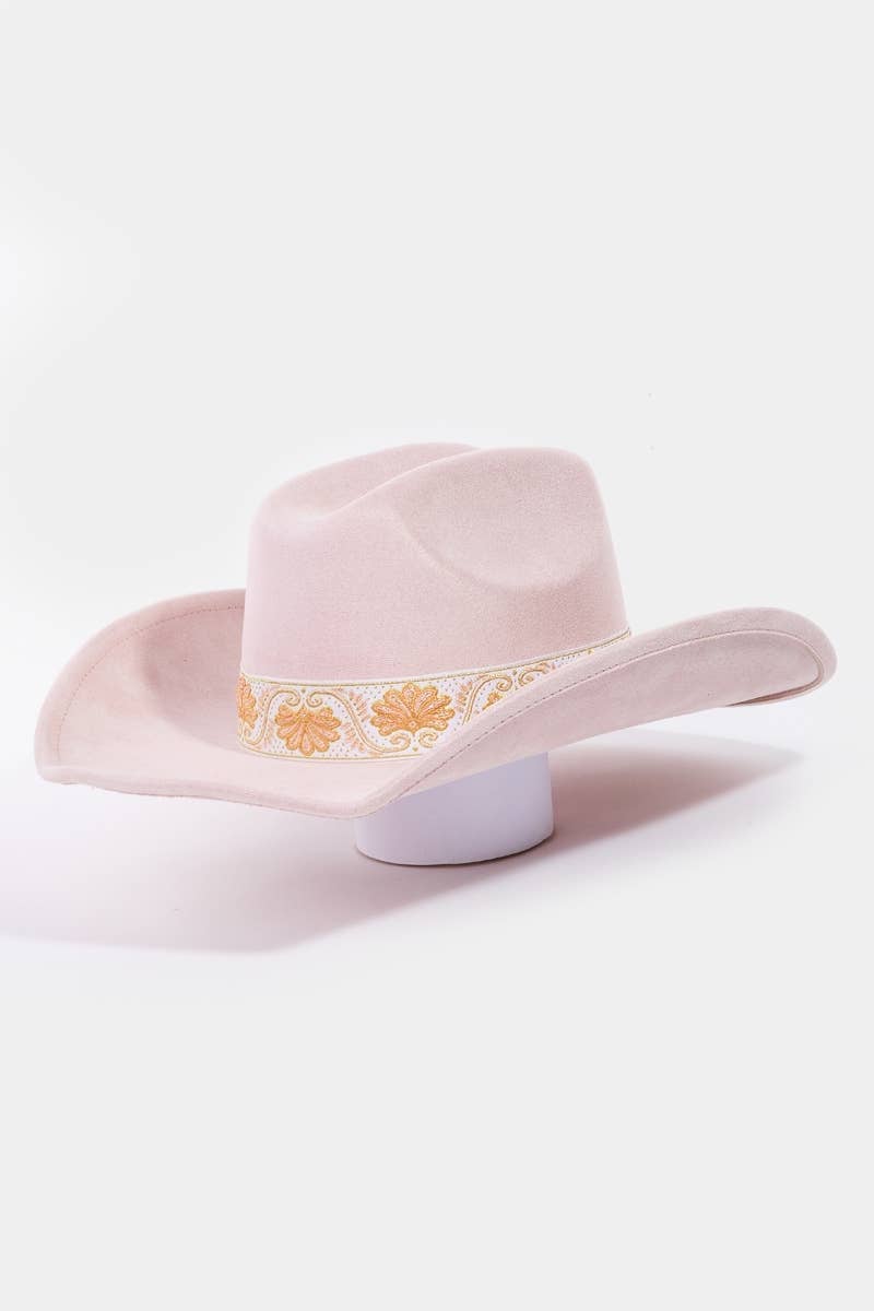Collections by Fame Accessories - Wholesale Fedora - Women's - Western Intricate Border Pattern Band Cowboy Hat2
