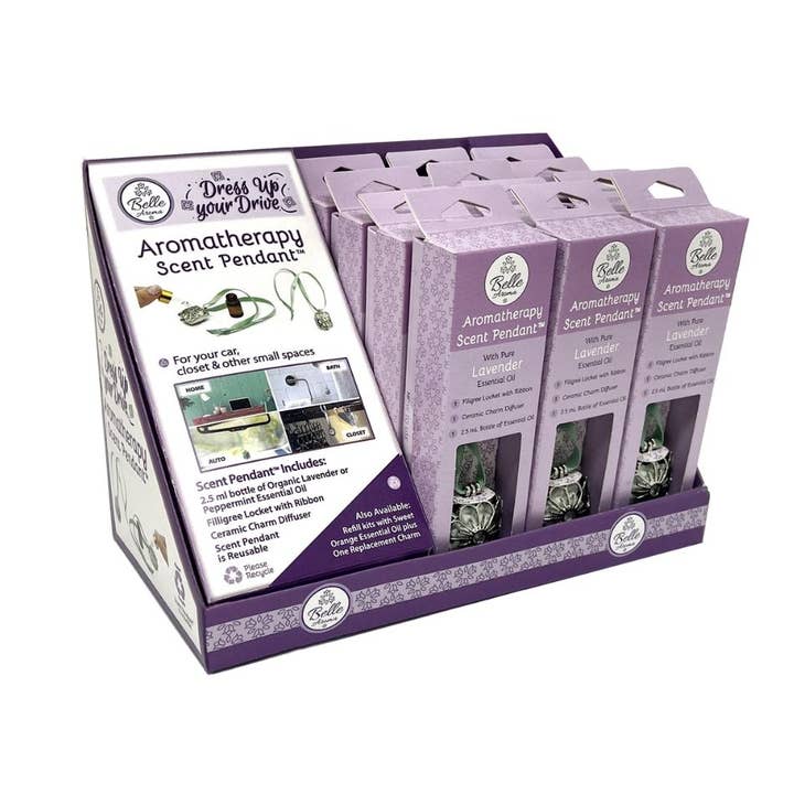 Scent Pendentif™ à l'huile essentielle de lavande - PDQ 12 unités pour la vente par Belle Aroma®