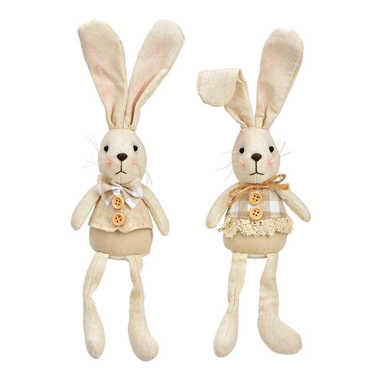 Wurm - Wholesale Decorative Figurine - Edge-sitting rabbit made of beige textile, set of 2, (W/H/D) 9x32x6cm0
