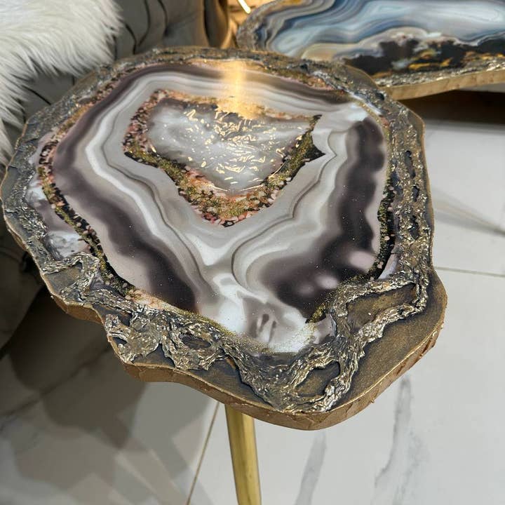 SamshineDesign - Wholesale Coffee Table - 2 Handmade Nesting table Large Epoxy art Geode coffee/side (