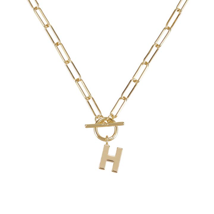 Natalie Wood Designs - Wholesale Pendant/Charm Necklace - Toggle Initial Necklace Pre-Pack, Gold12