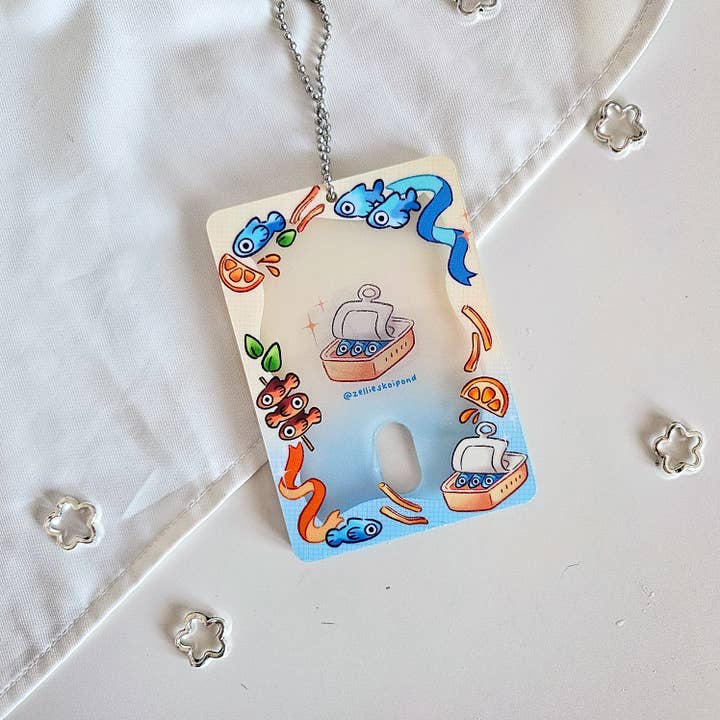 Porta fotocard in acrilico Fish and Chips per la vendita all'ingrosso da parte di Zellie's Koi Pond