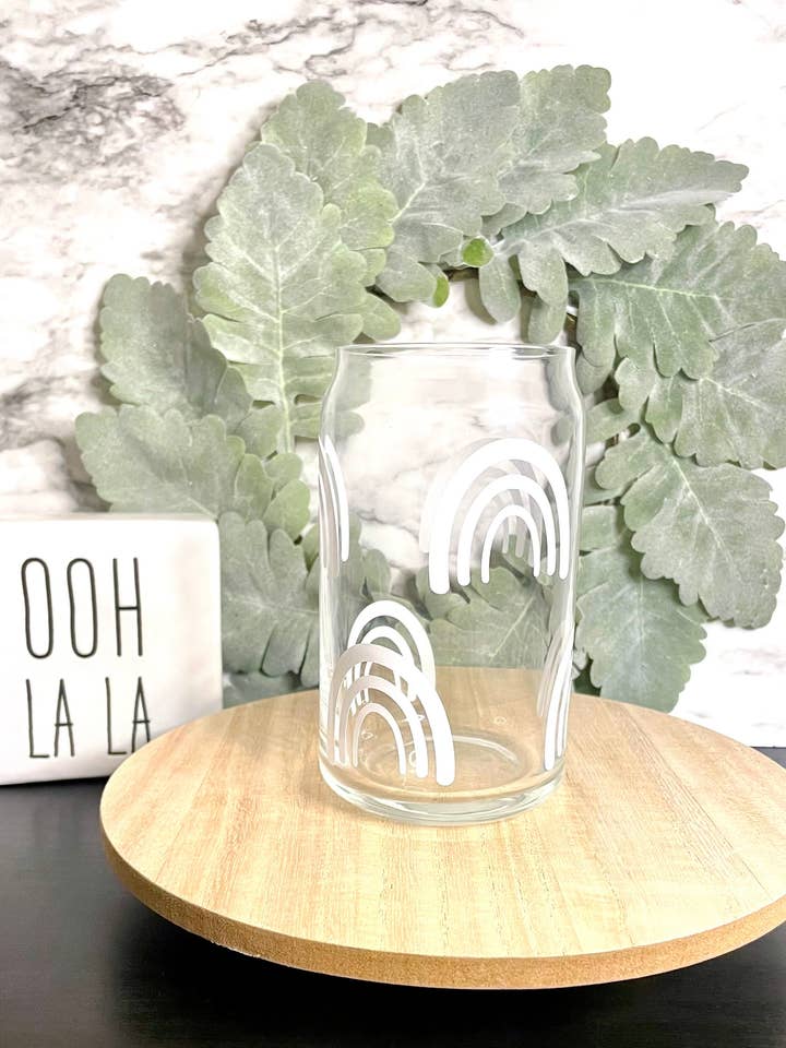 White Rainbow Glass Cup for wholesale by Kaleidoscope Kreationz