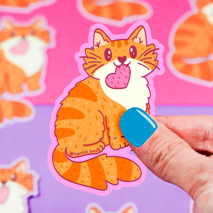Orange Tabby Cat Love Cute Valentine Car Decal Vinyl Sticker for wholesale by Turtle's Soup