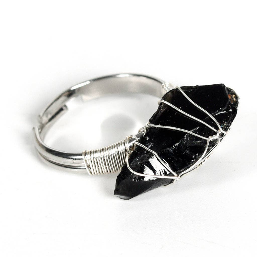 Mio Queena - Wholesale Cocktail/Statement Ring - Natural Irregular Rough Stone Wound Copper Wire Ring18