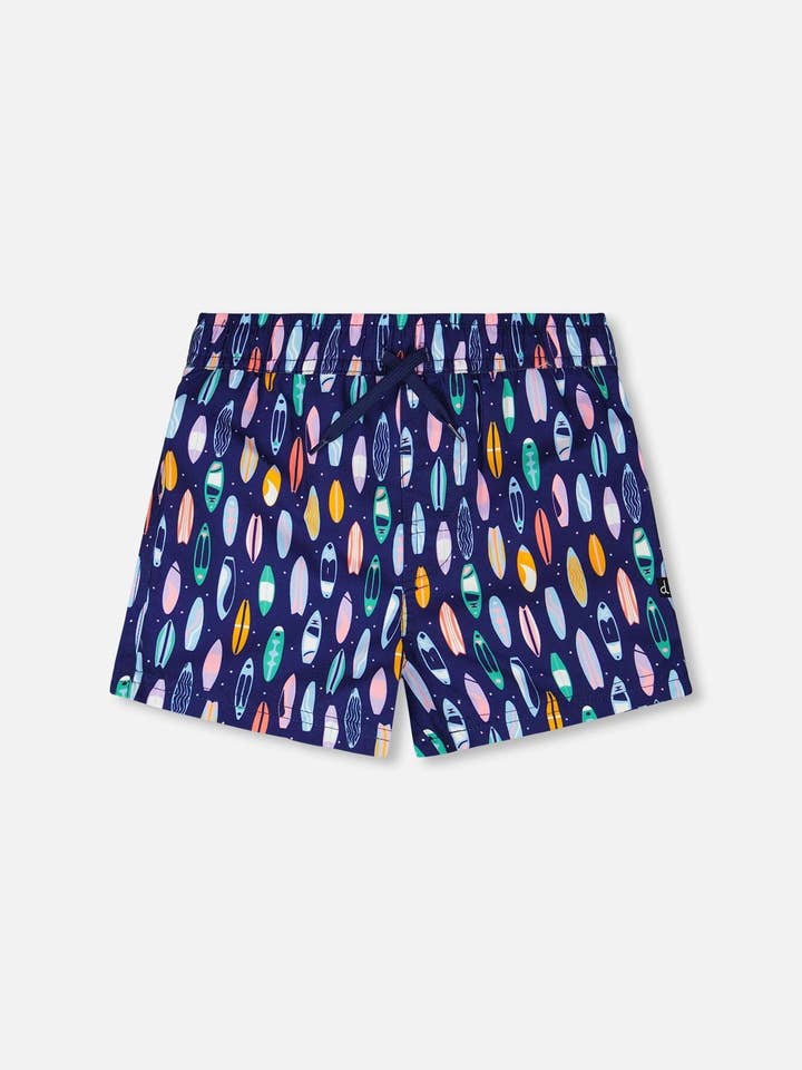 Boardshort imprimé planche de surf bleu pour la vente par Deux par Deux