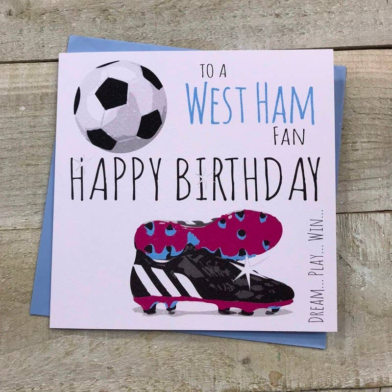White Cotton Cards - Wholesale Birthday Card - Happy Birthday To A West Ham Fan (FFP12 & XFFP12)0