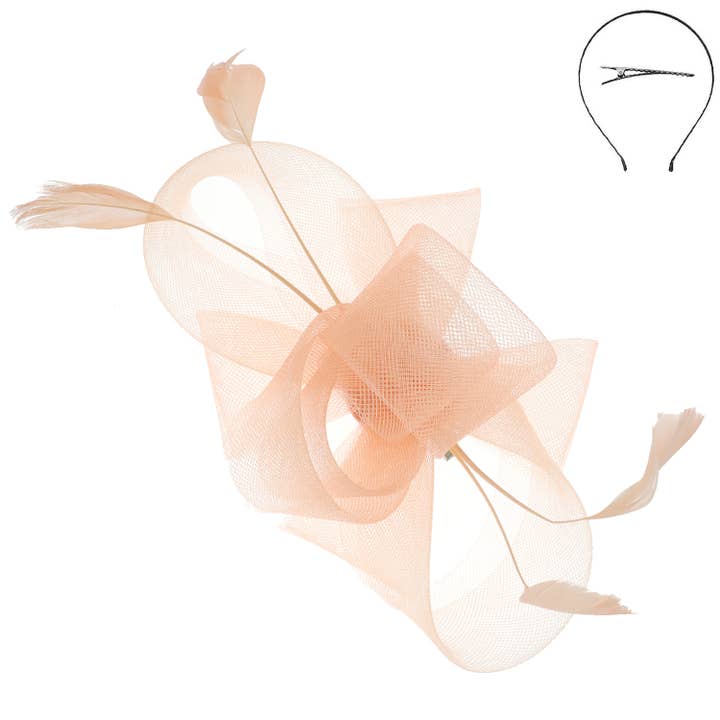 SP Sophia Collection - Wholesale Fascinator Hat - Women's - Large Organza Bow w/ Feathers Fascinator Headband