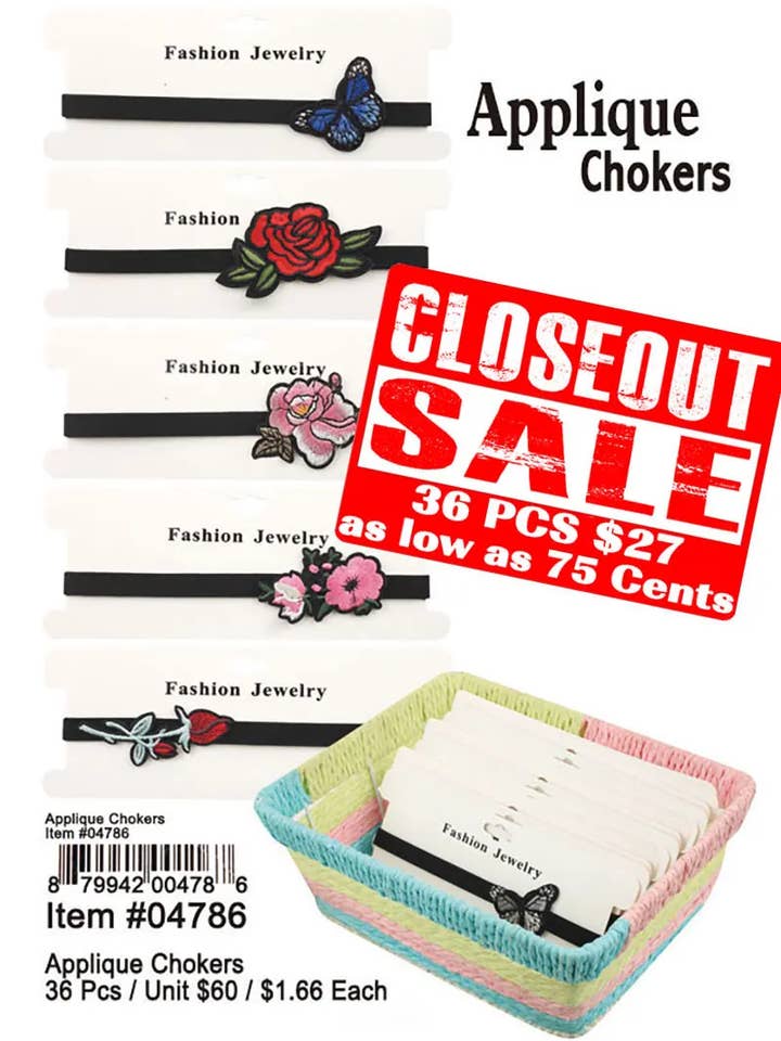 Girocolli con applique - Closeout 144 pezzi per la vendita all'ingrosso da parte di Puka Creations