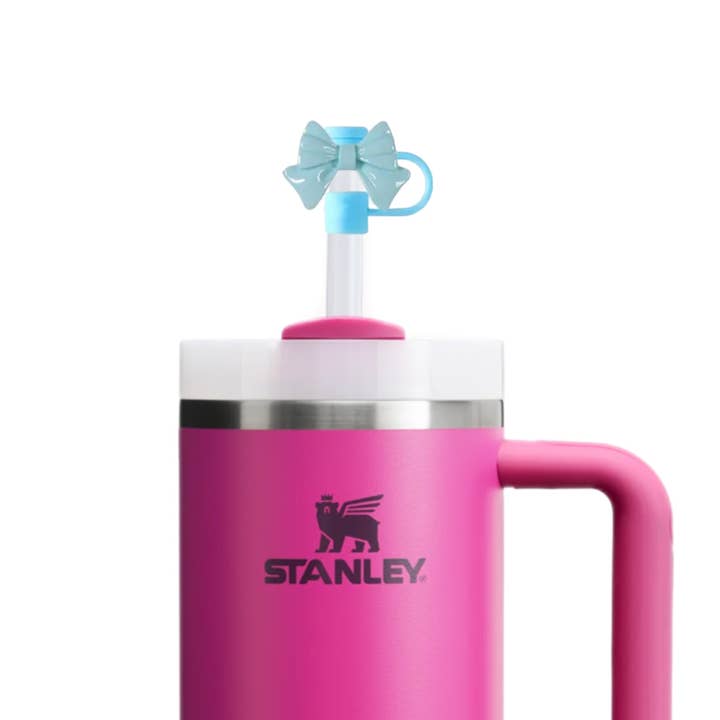 Blue Bow Straw Topper Coquette Tumbler Accessory for wholesale by Mini Haute Mess