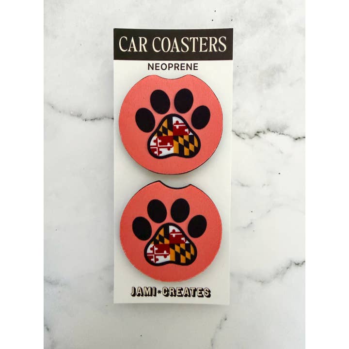 Sottobicchieri per auto Maryland Dog Paw per la vendita all'ingrosso da parte di Jami Creates