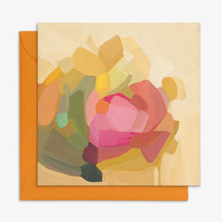 Blank art card | Yellow abstract art card | 'Lemon Pepper' for wholesale by Susannah Bleasby Art