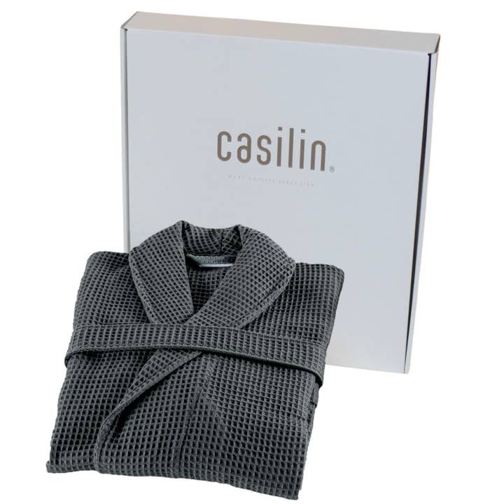 Kos Bathrobe in Gift Box Grey Charcoal for wholesale by Casilin