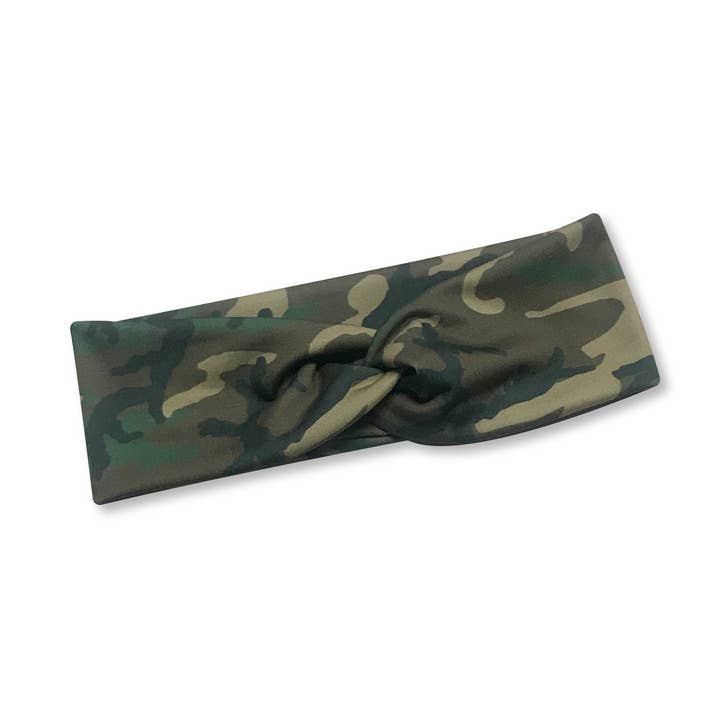 Serre-tête noué camouflage pour la vente par The Happy Headband Co