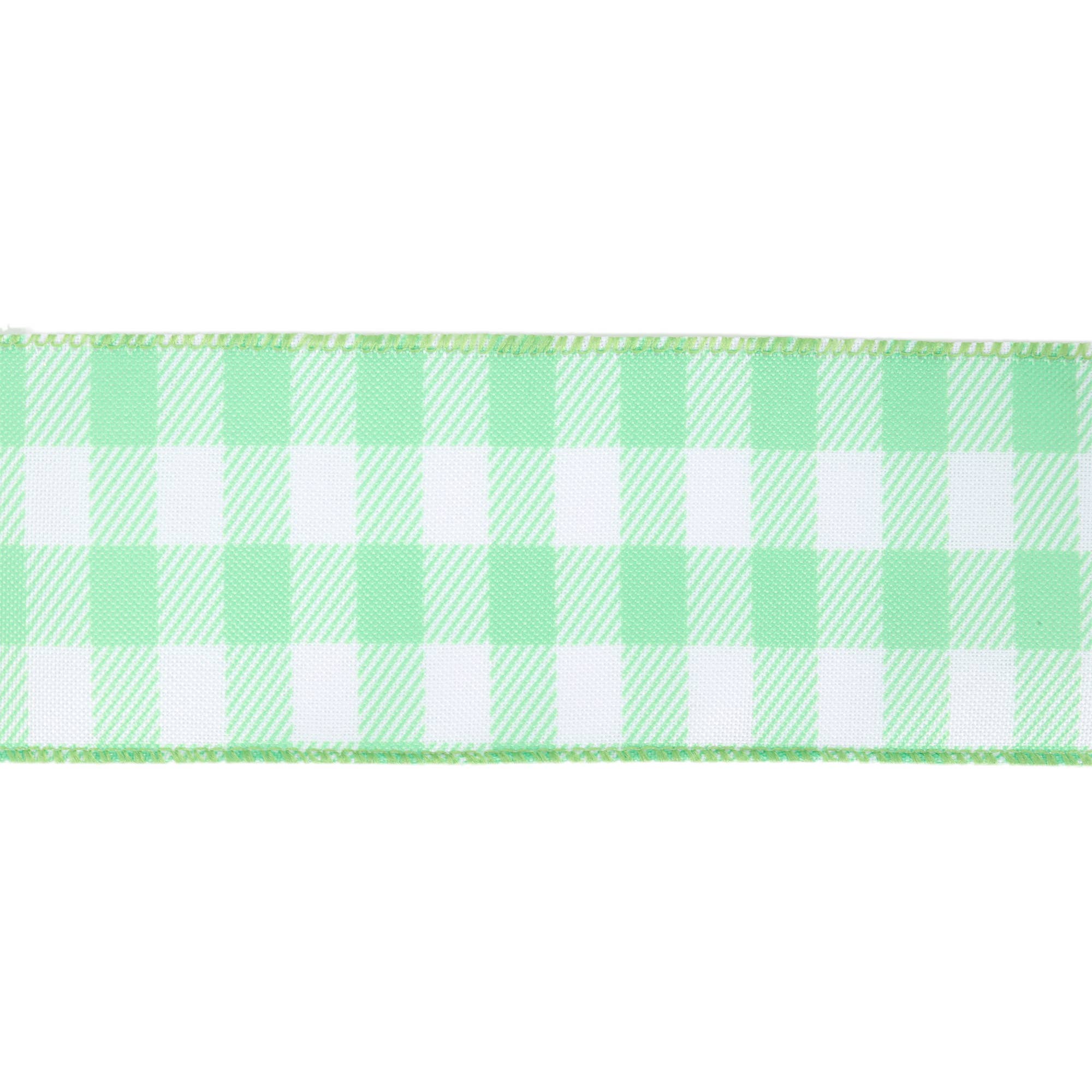 LA Ribbons Wholesale - Wholesale Ribbon - Gift Wrapping - 2 1/2" Wired Ribbon | White/Spring Gingham | 10 Yard Roll |17