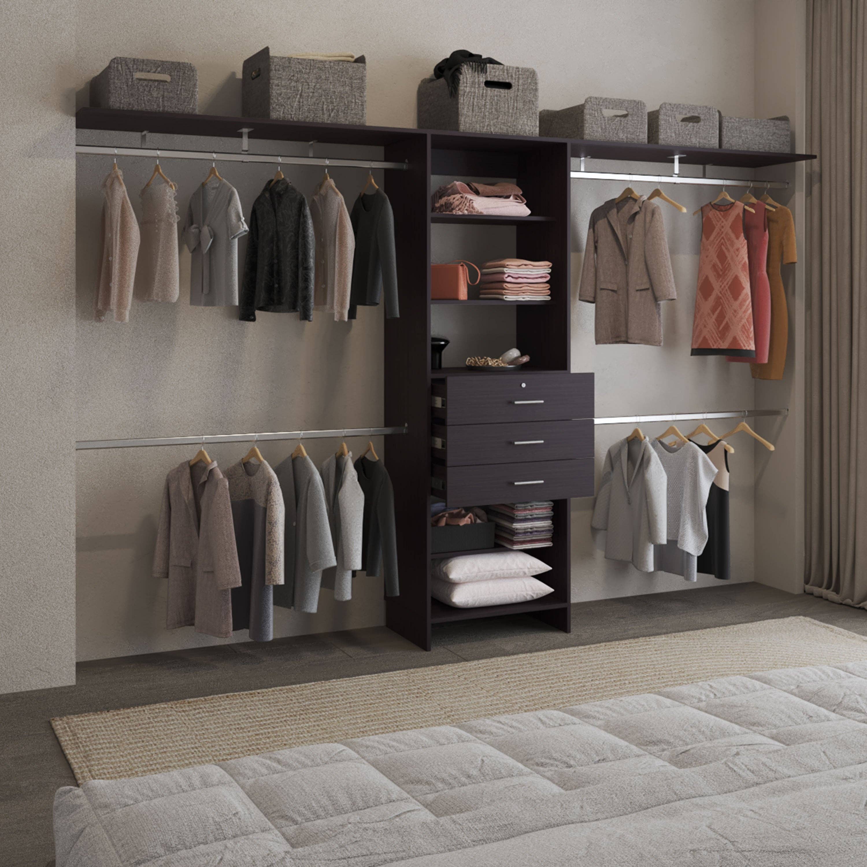 TUHOME FURNITURE - Wholesale Bedroom Furniture - Walking Closet Plego 3, Open Wardrove for Wall With Shelves8