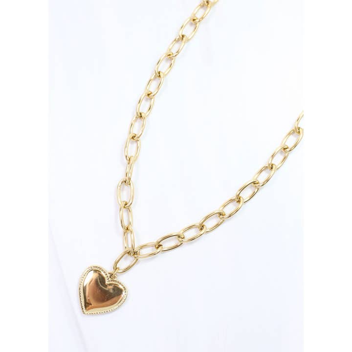 Caroline Hill - Wholesale Pendant/Charm Necklace - Derek Heart Necklace Gold