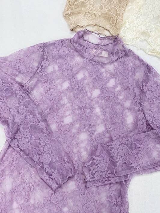 JADE BY JANE - Wholesale Blouse - Women's - Floral Print Lace Long Sleeve Top KRT173922