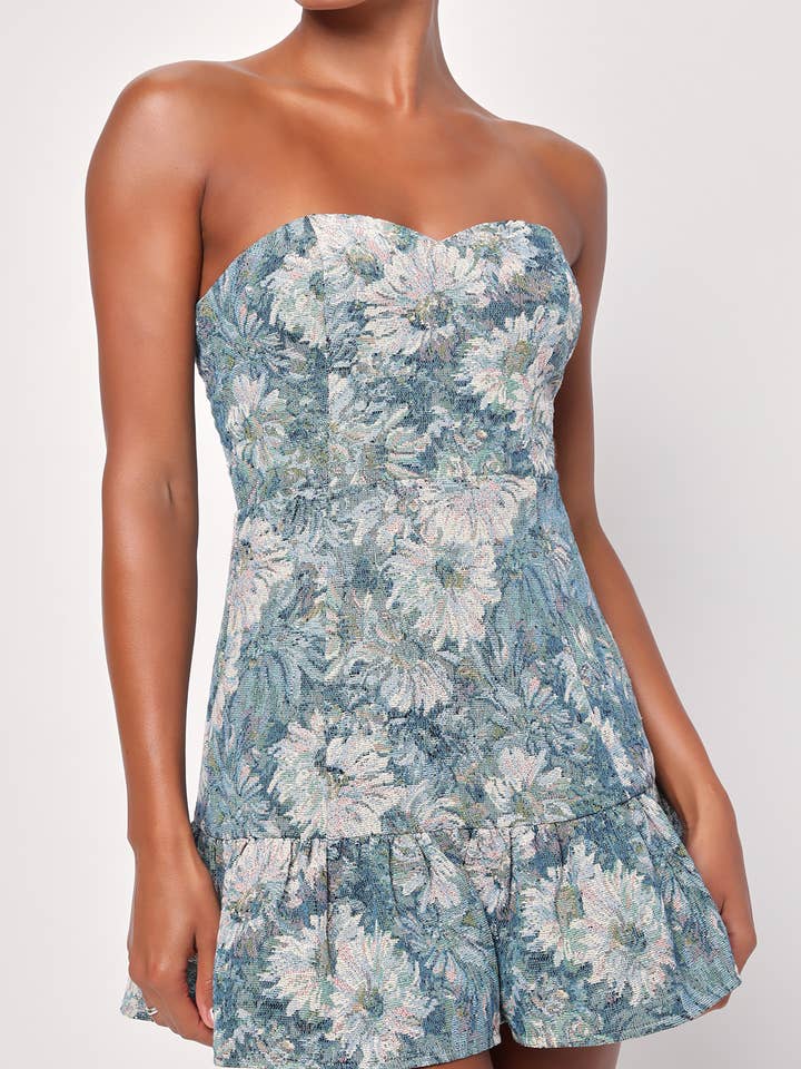 Luna Floral Brocade Mini Dress for wholesale by Lulus