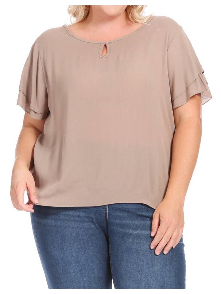 MOA COLLECTION - Wholesale Blouse - Women's - Women's Plus Size Short Sleeve Round Neck Blouse Top20