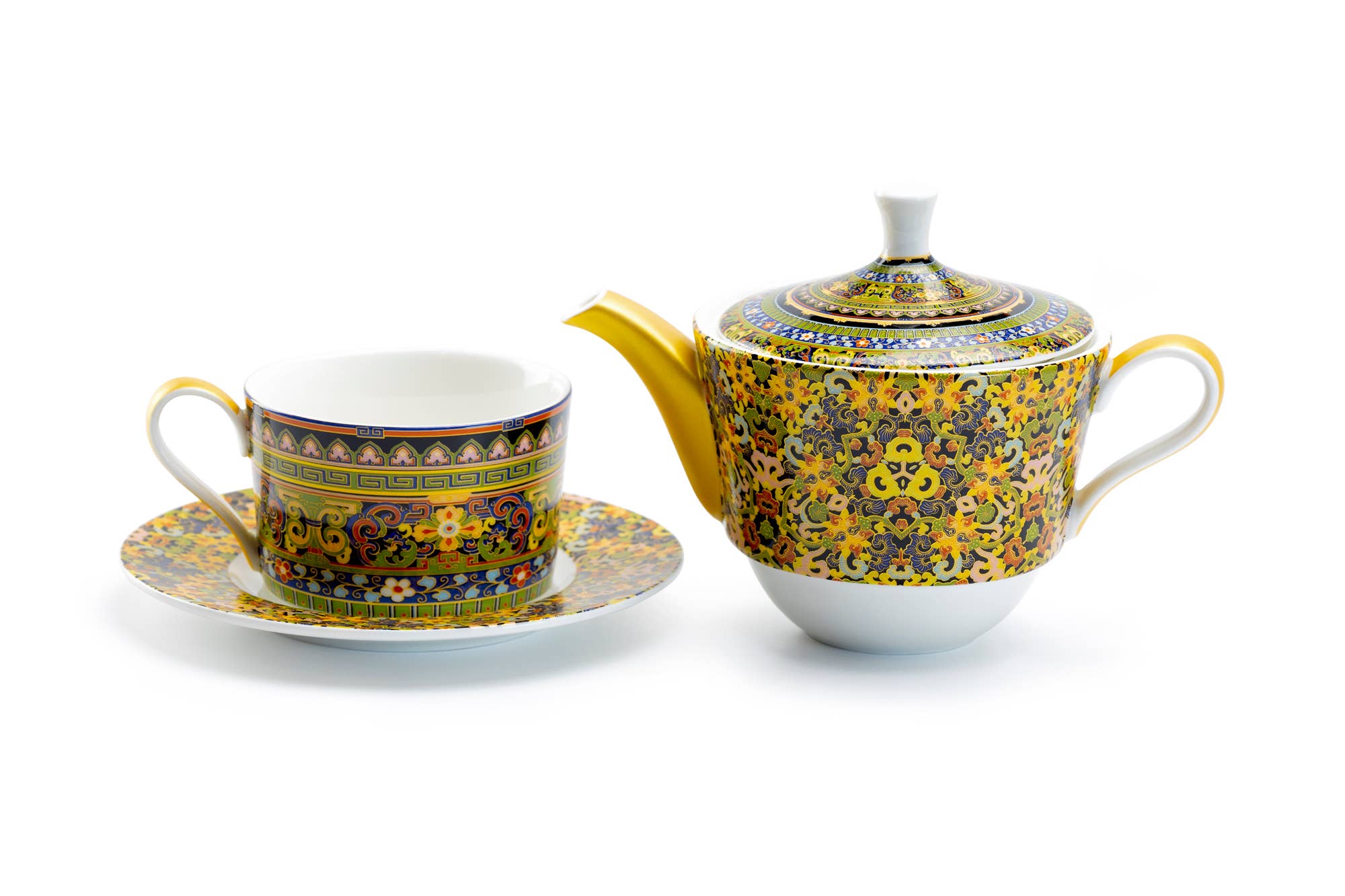Grace Teaware - Wholesale Tea Set - Golden Moroccan Fine Porcelain Tea For One Set1