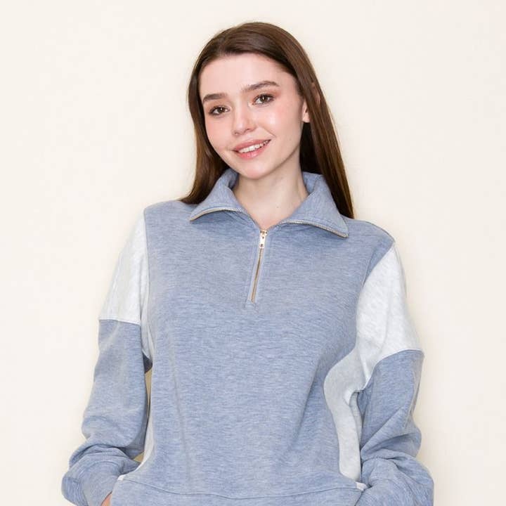 T11451 Lange Mouw Effen Gebreide Top voor wholesale door White Birch