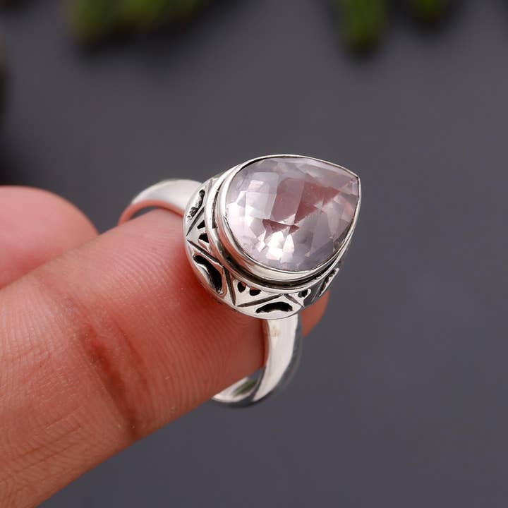 AG 925 JEWELLERY - Wholesale Cocktail/statement ring - 925 Silver Rose Quartz Ring1